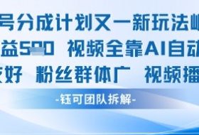 视频号分成计划又一新玩法火爆日均收益5张