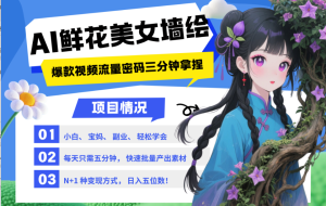 AI+墙绘+美女+鲜花 都是2025最火流量密码 爆款引流视频教程来了小白三分钟学会 N种…