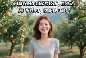 抖音农村少妇起号技术，百分之98不判AI，涨粉快且稳定