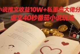 小说推文收益10W+私董会大佬分享，虐文40秒番茄小说玩法