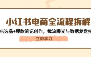 （14770期）小红书电商全流程拆解：开店选品+爆款笔记创作，截流曝光与数据复盘指南