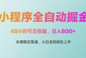 微信小程序全自动掘金，48小时可见收益，日入多张，长期稳定靠谱，小白宝妈轻松上手【揭秘】