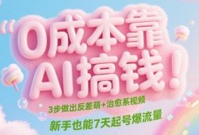 0成本靠AI搞钱！3步做出反差萌+治愈系视频，新手也能7天起号爆流量