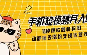 手机短视频月入6万，10种爆款题材构图，动静结合涨粉变现运营技巧