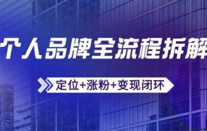 （14799期）个人品牌全流程拆解：定位+涨粉+变现闭环，微信生态运营与资源整合