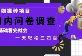 网创搬砖项目，国内问卷调查，0基础看完就会 一天轻松三四张，靠谱副业干就完了【揭秘】