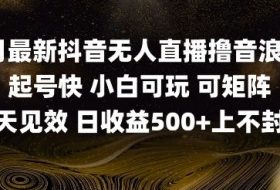 2025五月最新无人直播撸音浪单日产出5张+实操教程【揭秘】