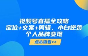 （14819期）视频号直播全攻略，定位+文案+剪辑，小白逆袭个人品牌变现