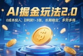 AI掘金玩法2.0，0成本投入，日利润1-3张，长期稳定，多劳多得