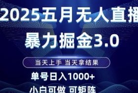 2025五月无人直播暴力掘金3.0，当天上手，当天拿结果，单号日入1k+小白可做可矩阵【揭秘】