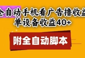 全自动看广告撸收益，单设备收益40+，可矩阵，附脚本，小白必选【揭秘】