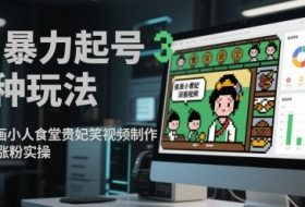 AI暴力起号3种玩法，像素画小人食堂贵妃搞笑视频制作，快速涨粉实操
