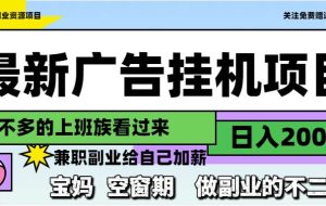 （14840期）最新广告自动运行项目，日入2000+，做副业的不二之选