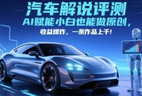 抖音汽车解说评测赛道，AI赋能小白也能做原创，收益爆炸，一条作品上千