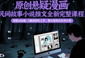 原创悬疑漫画民间故事小说推文全新完整课程， 搭配ai绘画，0基础轻松上手，撸分成和伙伴计划