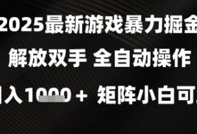 2025最新游戏暴力掘金解放双手，全自动操作，日入1k+矩阵，小白可玩【揭秘】
