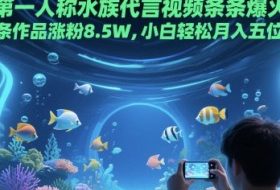 第一人称水族代言视频条条爆火，20条作品涨粉8.5W，小白轻松月入五位数