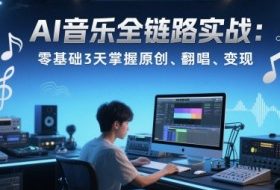 AI音乐全链路实战变现课：零基础3天掌握原创、翻唱、变现
