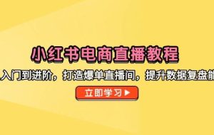 （14873期）小红书电商直播教程，从入门到进阶，打造爆单直播间，提升数据复盘能力