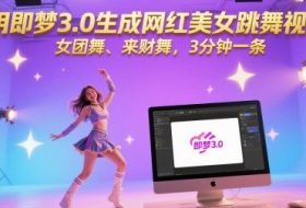 用即梦3.0生成网红美女跳舞视频，女团舞、来财舞，3分钟一条