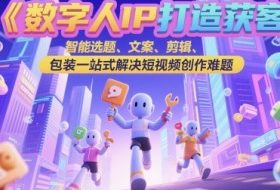数字人IP打造获客变现实操课，智能选题、文案、剪辑、包装一站式解决短视频创作难题