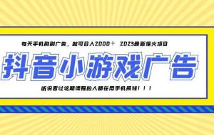 （14913期）25年爆火的抖音小游戏项目，一部手机日入2000+