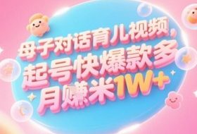 AI生成母子对话育儿类视频，起号快爆款多，小白宝妈轻松学，多渠道变现，月入1W+
