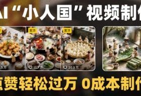 爆款1000W+播放微缩景观迷你小人国AI视频0成本制作全流程教学