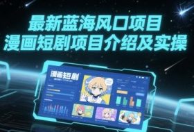 最新蓝海风口项目，漫画短剧项目介绍及实操