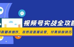 （14925期）视频号实战全攻略，爆款智能托管创作，自然流直播运营，付费投放技巧