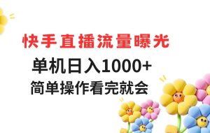（14931期）快手直播流量曝光 单机日入1000+ 简单操作 看完就会