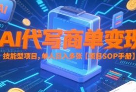 AI代写商单变现，技能型项目，单人日入多张 【项目SOP手册】