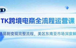 TK跨境电商全流程运营课，从选品到变现完整流程，美区东南亚市场深度解析