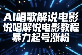 AI唱歌解说电影，说唱解说电影教程，暴力起号涨粉