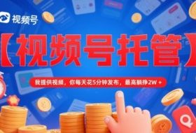 【视频号托管 】我提供视频，你每天花5分钟发布，最高躺挣2W+【揭秘】