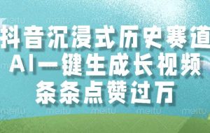 （14969期）抖音沉浸式历史赛道，AI一键生成长视频，条条点赞过万