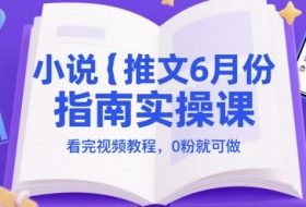 小说推文6月份指南实操课，看完视频教程，0粉就可做