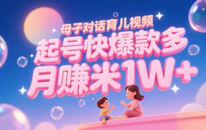 AI生成母子对话育儿类视频，起号快爆款多，小白宝妈轻松学，多渠道变现，月赚米1W+