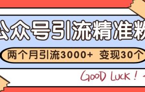 公众号精准粉引流玩法 2个月3000+精准粉 变现30万+