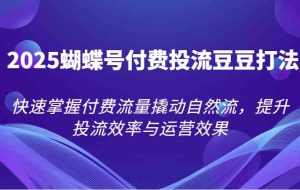 2025蝴蝶号付费投流豆豆打法，快速掌握付费流量撬动自然流，提升投流效率与运营效果