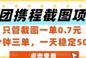 美团携程截图项目，只管截图一单0.7元，一分钟三单，一天稳定5张+【揭秘】