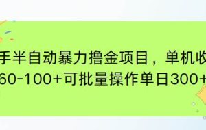 （15009期）快手半自动暴力撸金项目，单机收益60-100+可批量操作单日300+
