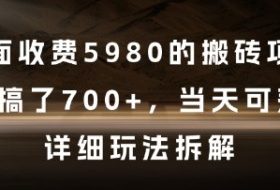 外面收费5980的搬砖项目，3天搞了7张+，当天可落地，详细玩法拆解【揭秘】