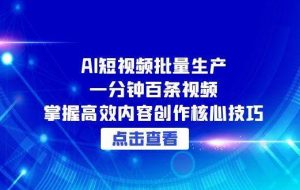 AI短视频批量生产：一分钟百条视频，掌握高效内容创作核心技巧
