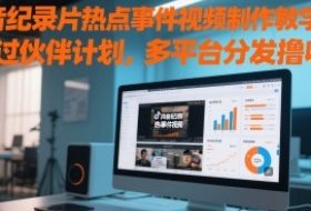 抖音纪录片热点事件视频制作教学，可过伙伴计划，多平台分发撸收益