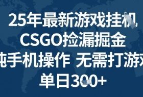 25年CSGO游戏搬砖，全自动挂G，不需要玩游戏，手机操作日入3张+【揭秘】