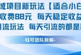 私域项目新玩法【适合小白】 一单收费88.每天稳定收益几张