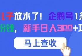 腾讯亲儿子放水了！企鹅号1条作品狂挣8份钱，新手日入3张+攻略