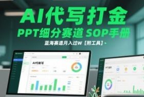 AI代写打金，PPT细分赛道SOP手册，蓝海赛道月入过W【附工具】