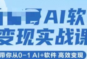 AI软件变现实战课，带你从0-1 Al+软件 高效变现